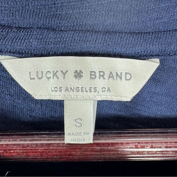 Lucky Brand Embroidered Stars & Moons Slub Tee Blue Silver Small - Picture 10 of 11